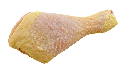 Raw chicken leg quarter with yellow skin, isolated on transparent background © Emilia