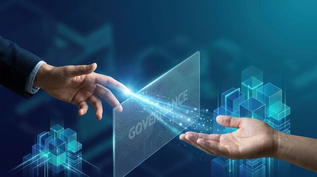 Digital governance checkpoint verifying enterprise workflow handoff and controlled business process transfer between teams