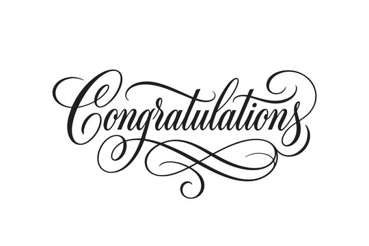 "Congratulations" elegant calligraphy typography vector lettering with luxury swirl