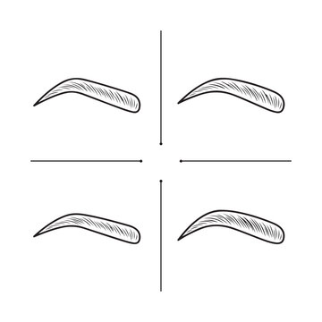 Set of sketch style eyebrow shapes for beauty design