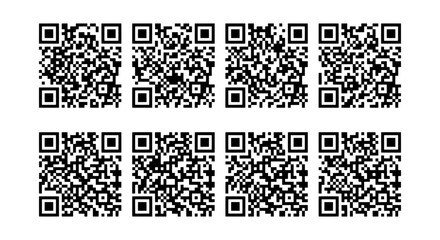 Fototapeta premium QR Code Collection, Digital Data Matrix, Modern Technology Icons, Black and White Square Patterns