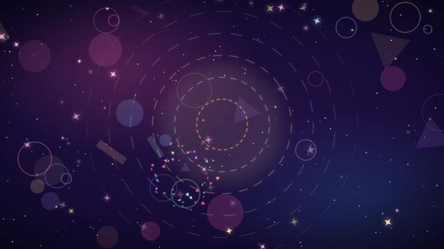 Animated Happy New Year Celebration with Sparkling Evening Snow and Abstract Art