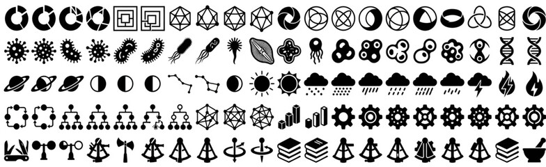 Fototapeta premium Comprehensive collection of science data and nature flat vector icons