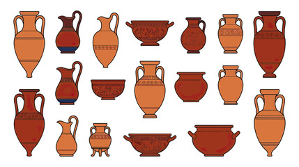Ancient Greek Pottery Collection: Amphorae, Krater, Kylix, Oinochoe © wati
