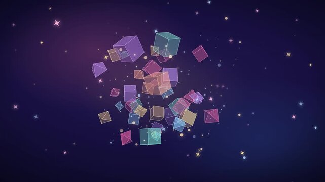 3D Abstract Art Animation of Festive Holiday Celebration in the Evening