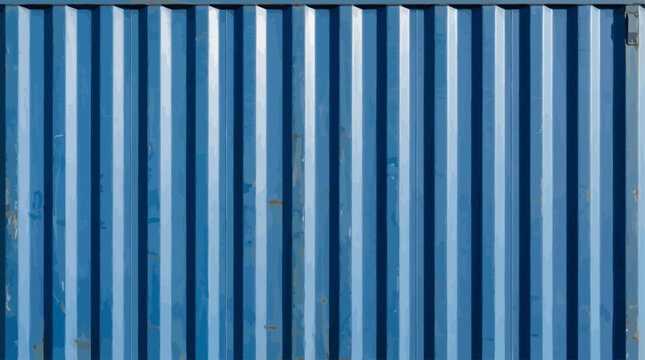 Seamless Blue Corrugated Metal Surface Texture Featuring Industrial Vertical Ridges and Metallic Pattern from a Shipping Container Side Wall for Architectural Design and Modern Backdrop