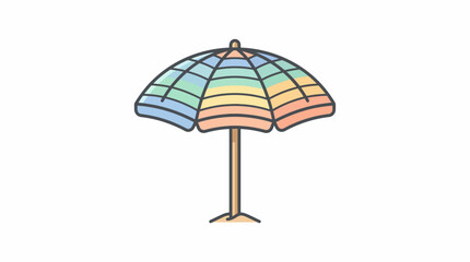 Vibrant beach umbrella stands alone on sunny shore 20260702 © Ikaiku