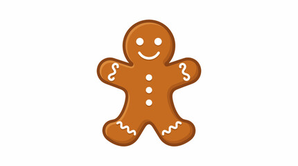 A smiling gingerbread man with icing details stands alone on white background 20260702 © Ikaiku