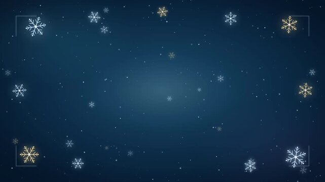 Animated Festive Background with Glowing Snowflakes and Copy Space