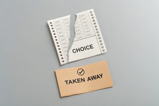 Torn Ballot Slip Labeled Choice, with Taken Away Message