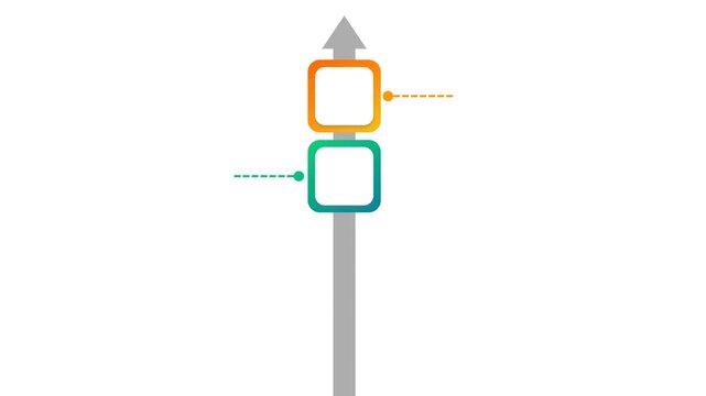Animated Vertical Progress Arrow Timeline with Colorful Rectangular Infographic Steps