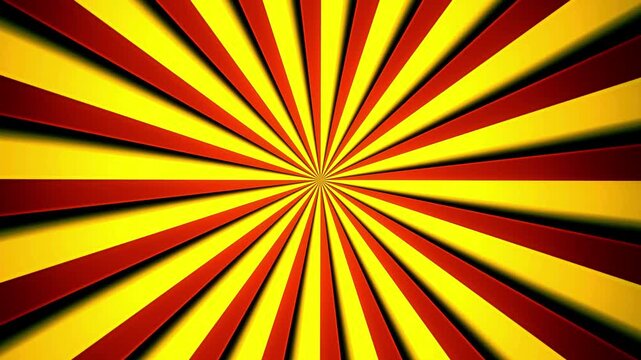 Abstract sunburst background with red and yellow rays, 4k video footage