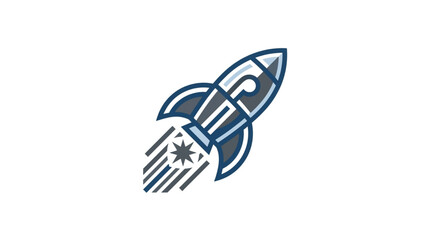 Stylized Rocket Ship Launching into Space with Flames. © Fetsasa