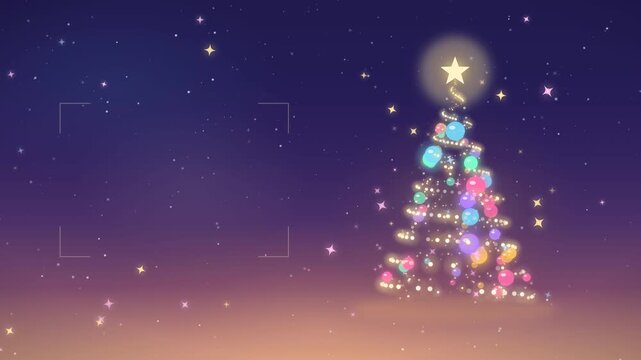Magical Glowing Christmas Tree in Animated Evening Background with Sparkles