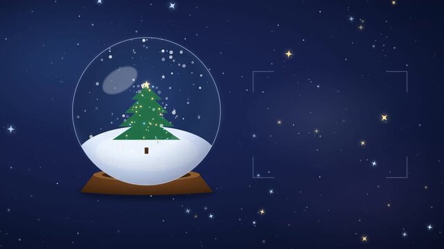 Happy New Year Greeting Card with 3D Magical Snow Globe and Copy Space