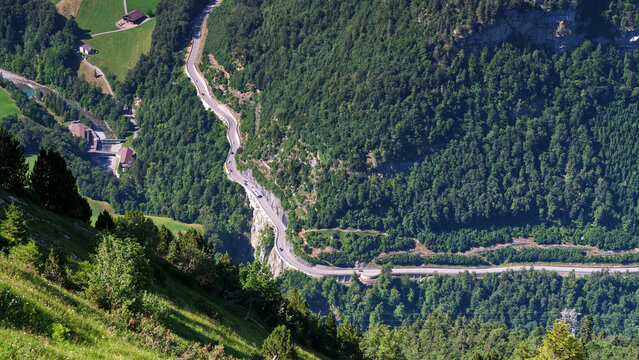 Breathtaking Mountain Landscape With Winding Road in Stoos, Switzerland
