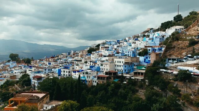 City Of Chefchaouen In Morocco Built Under A Mountain