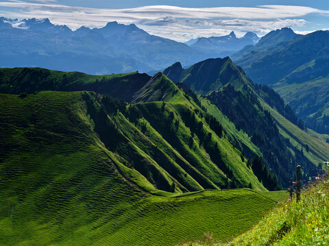 Majestic Alpine Panorama With Lush Green Hills in Stoos, Switzerland