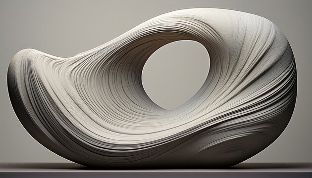 Abstract Minimalist Textured Stone Sculpture With Elegant Curves