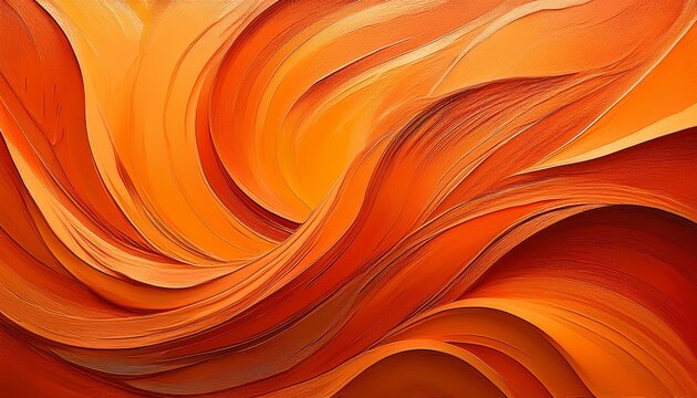 Brush Stroke Dynamic Vibrant Orange Curved Flowing Swoosh Thick Bold Paint Natural Texture Artistic Abstract Design