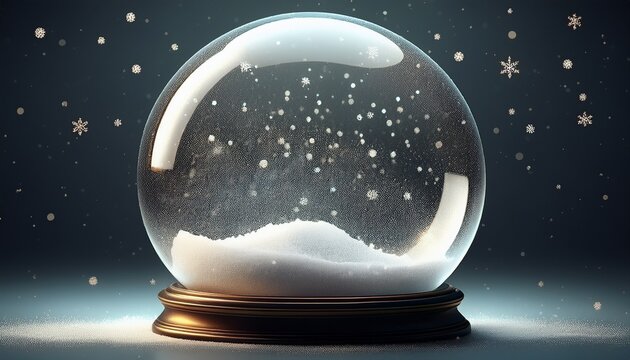Realistic Transparent Snow Globe With Snow Isolated