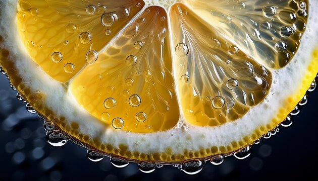 Lemon Slice With Water Drops