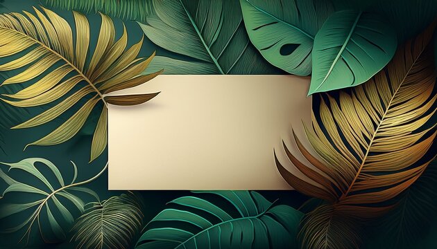 Blank Card With Tropical Leaves