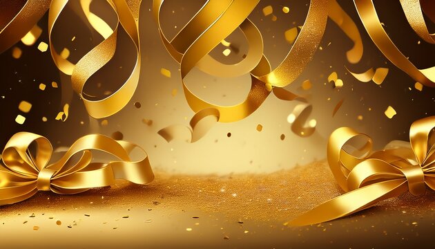 New Gold Confetti And Ribbon Backgrounds