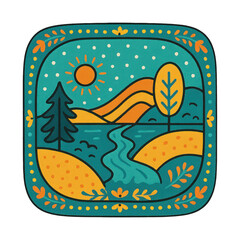 Naklejka premium PNG Vibrant landscape illustration design.