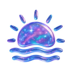 Fototapeta premium PNG Celestial sunrise over waves