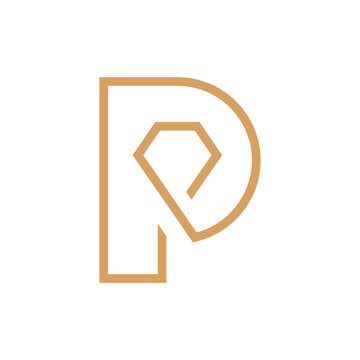 Letter P diamond creative minimal logo design