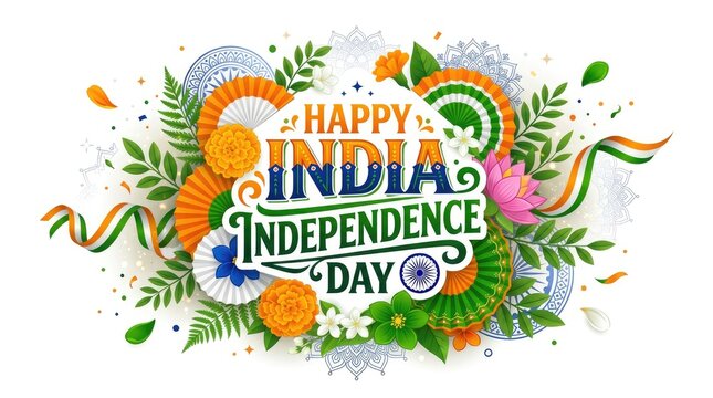 Happy independence day india vibrant floral illustration for national celebration