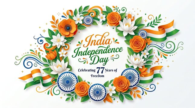 India independence day floral wreath celebrating 77 years of freedom