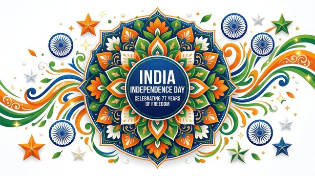 India independence day vibrant floral design celebrating 77 years of freedom