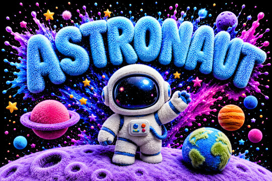 ASTRONAUT Cute Blue Cartoon Alien Space Toy Character Colorful Plasticine Style Illustration Isolated for Kids Play Fun Decoration and Creative Vector Design