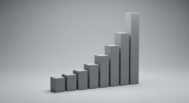 Minimalist bar chart with rising levels showing growth progress and data success.