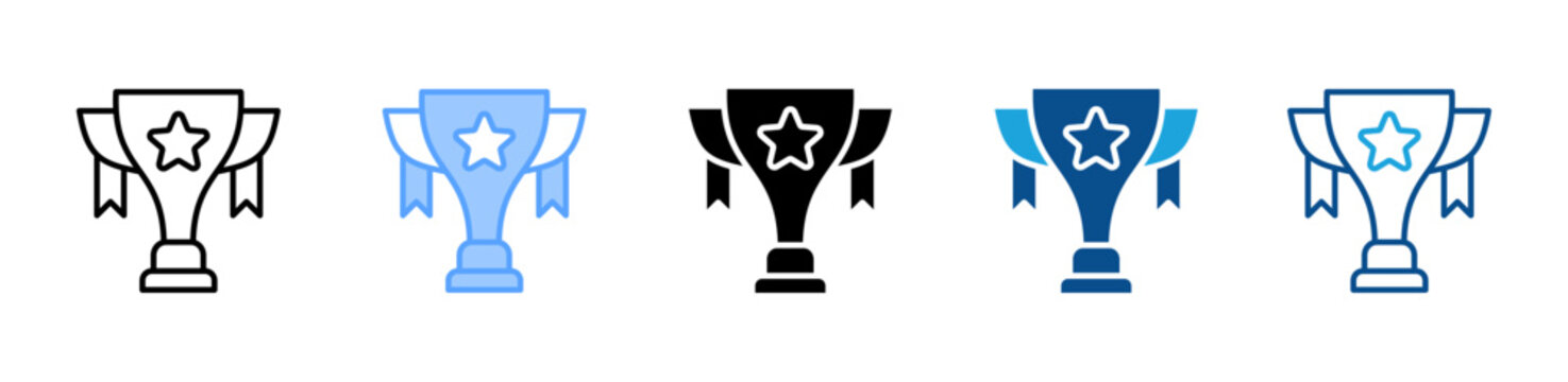 Trophy web icon with multiple style collection