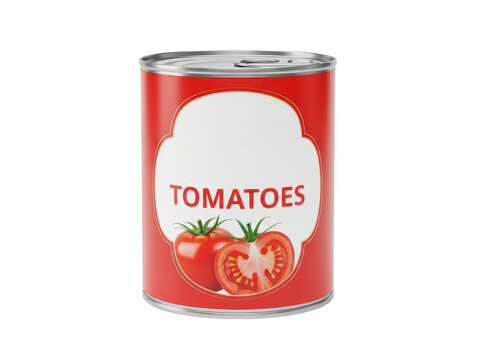 A can of tomato sauce with a red label and white text on a white background