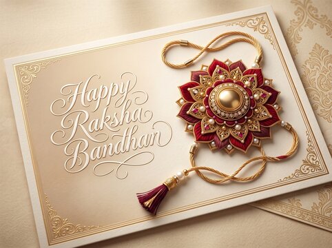 happy raksha bandhan traditional banner with realistic rakhi