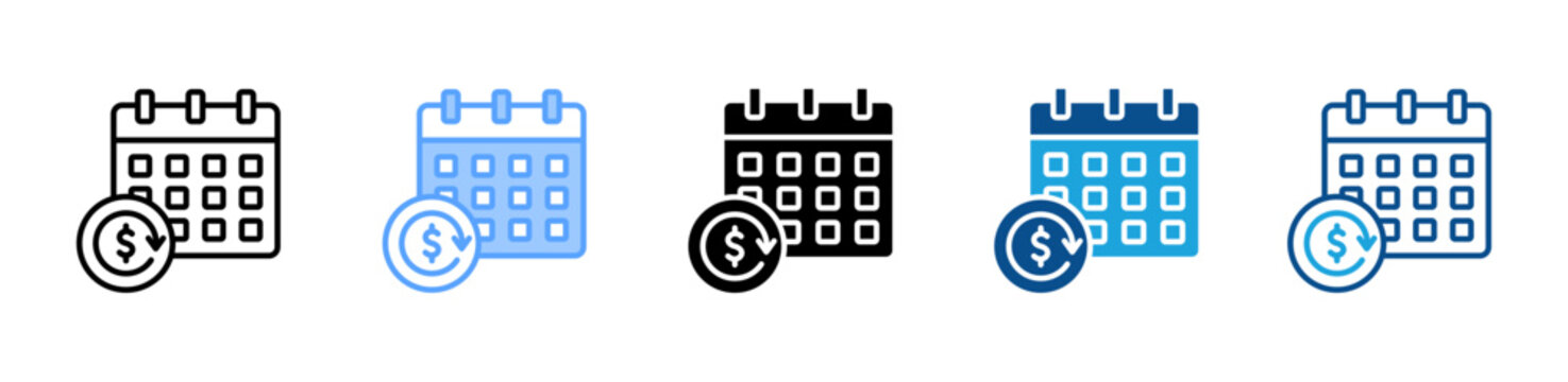 Monthly Payment web icon with multiple style collection