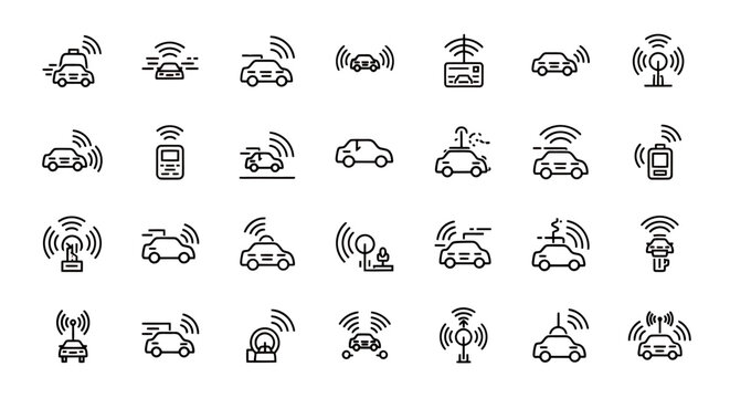 Collection of small gray technology and communication icons for user interfaces and design projects.