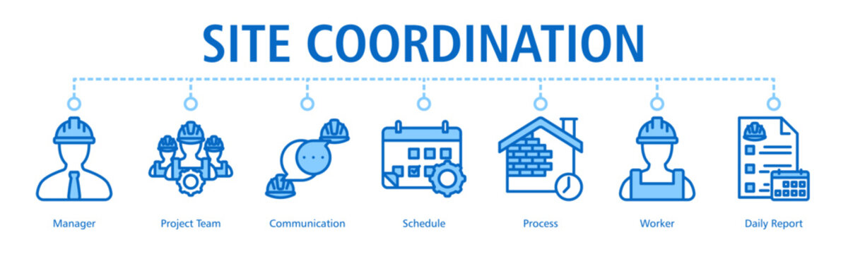 Site Coordination Web Banner web banner icon vector illustration