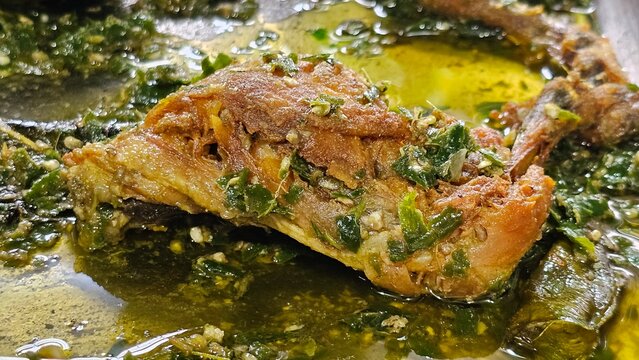 Ayam goreng cabe ijo is fried chicken with sambal ijo. Ayam Batokok Cabe Hijau, Indonesian traditional green chili smashed chicken.