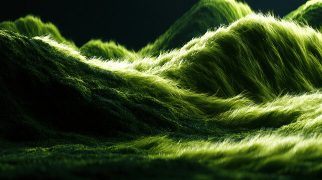 3d moss wave texture isolated on transparent background