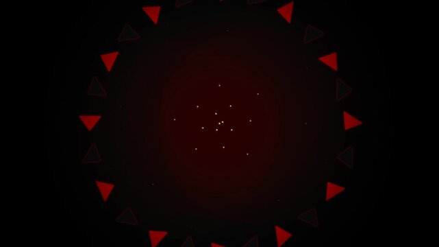 Red and black geometric triangle ring rotating on dark background