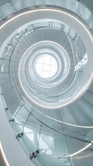 Fototapeta premium Bright White Spiral Architecture Looking Upward Through Modern Atrium