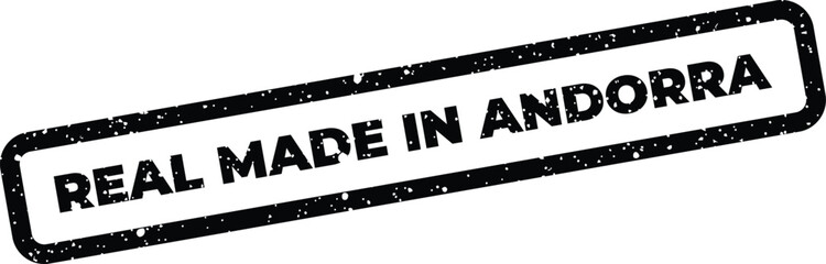 Fototapeta premium Authentic rubber stamp texture with the phrase real made in andorra inside a rectangular border