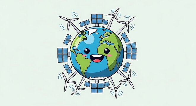 Cute cartoon character with clockwork gears and clock face.
