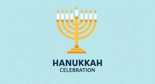 Golden menorah illustration for Hanukkah celebration.