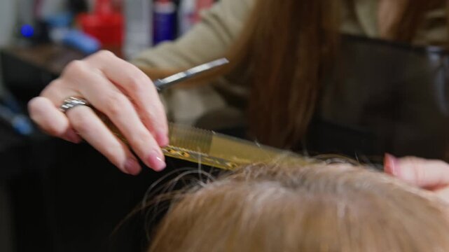 In a warm and inviting salon environment, crafting an extraordinary haircut that leaves the client feeling fabulous